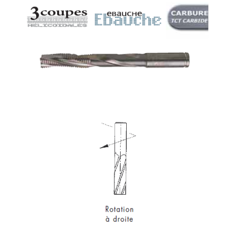 MECHE HM MASSIF DIAM.16X45/95X150 Z3 EBAUCHE DROITE-POSITIVE