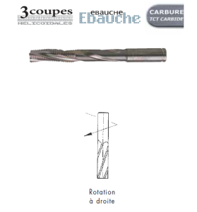 MECHE HM MASSIF DIAM.16X45/95X150 Z3 EBAUCHE DROITE-POSITIVE