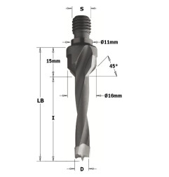 Vente de Mèches à queue filetée - D : 12 - l : 50 - LB : 65 - S : M10/11x4 - Rotation : GAUCHE CMT, numéro 2322 / cmt_33012012 à