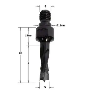 Vente de Mèches à queue filetée - D : 5 - l : 40 - LB : 55 - S : M10/11x4 - Rotation : GAUCHE CMT, numéro 2327 / cmt_33905012 à