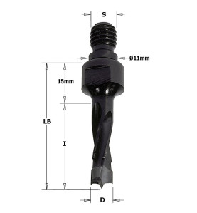 Vente de Mèches à queue filetée - D : 12 - l : 50 - LB : 65 - S : M10/11x4  - Rotation : GAUCHE CMT, numéro 2344 / cmt_34012012 