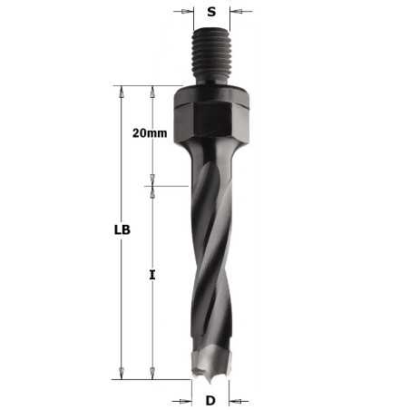 Vente de Mèches à queue filetée - D : 8 - l : 43 - LB : 63 - S : M8 - Rotation : GAUCHE CMT, numéro 2350 / cmt_34408012 à 32,08 