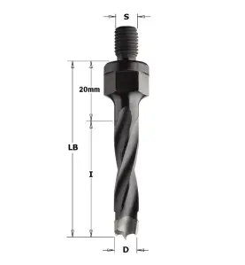 Vente de Mèches à queue filetée - D : 8 - l : 43 - LB : 63 - S : M8 - Rotation : GAUCHE CMT, numéro 2350 / cmt_34408012 à 32,08 