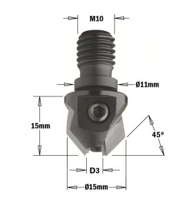 Vente de Fraisoirs à queue filetée - B : 5 - S : M10/Ø11x4  - Rotation : DROITE CMT, numéro 2365 / cmt_35005011 à 39,99 €HT soit