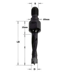 Vente de Mèches à queue filetée - D : 5 - l : 30 - LB : 45 - S : M8/9 - Rotation : GAUCHE CMT, numéro 2367 / cmt_35205012 à 26,6