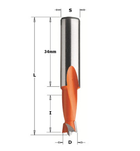 Vente de Mèches pour perceuses multi-broches - D : 8 - l : 18 - L : 57.5 - S : 10x34 - Rotation : DROITE CMT, numéro 2370 / cmt_