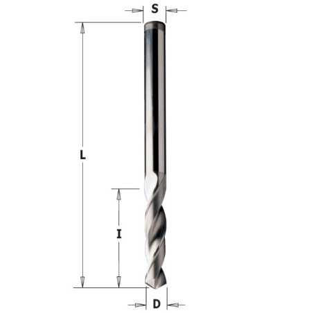 Vente de Mèches pour trous débouchants 120° - 363 - D : 3.2 - l : 27 - L : 55 - S : 3.2 - Rotation : DROITE CMT, numéro 2394 / c