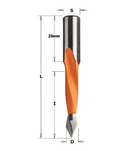 Vente de Mèches pour perceuses multi-broches pour trous débouchants - D : 5 - l : 44 - L : 77 - S : 10x26 - Rotation : GAUCHE CM