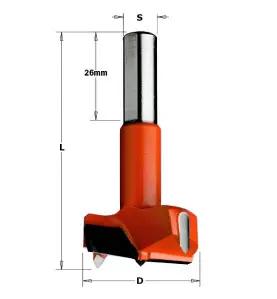 Vente de Mèches à façonner pour charnières - 369 - D : 16 - L : 70 - S : 10x26 - Rotation : DROITE CMT, numéro 2434 / cmt_369160