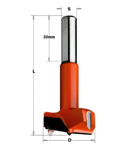Vente de Mèches à façonner pour charnières - D : 25 - L : 77 - S : 10x30 - Rotation : DROITE CMT, numéro 2457 / cmt_37025011 à 4