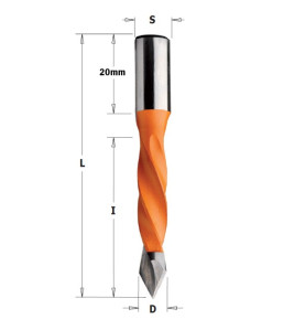 Vente de Mèches pour perceuses multi-broches pour trous débouchants - 375 - D : 6 - l : 40 - L : 70 - S : 10x20 - Rotation : GAU