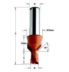 Mèches pour perceuses multi-broches avec fraisoir - D : 10 - l : 12 - L : 57.5 - S : 10 - Rotation : GAUCHE