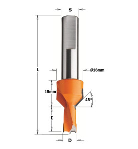 Vente de Mèches pour perceuses multi-broches avec fraisoir - D : 8 - l : 20 - L : 70 - S : 10 - Rotation : GAUCHE CMT, numéro 25