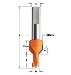 Mèches pour perceuses multi-broches avec fraisoir - D : 10 - l : 12 - L : 70 - S : 10 - Rotation : DROITE