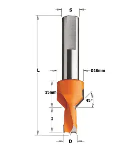 Vente de Mèches pour perceuses multi-broches avec fraisoir - D : 10 - l : 15 - L : 70 - S : 10 - Rotation : DROITE CMT, numéro 2