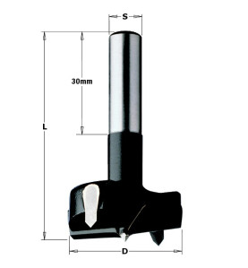 Vente de Mèches à façonner carbure à queue (8mm) cylindrique pour défonceuse - D : 26 - L : 60 - S : 8 - Rotation : DROITE CMT, 