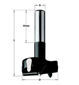Vente de Mèches à façonner carbure à queue (8mm) cylindrique pour défonceuse - D : 26 - L : 60 - S : 8 - Rotation : DROITE CMT, 