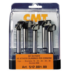 Vente de Coffret de 5 mèches à façonner acier à queue (10mm) cylindrique - D15-20-25-30-35 - S : 10 - L : 90 - Rotation : DROITE