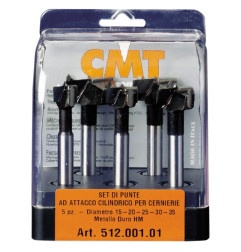 Vente de Coffret de 5 mèches à façonner à queue cylindrique - D15-20-25-30-35 - S : 10 - L : 90 - Rotation : DROITE CMT, numéro 