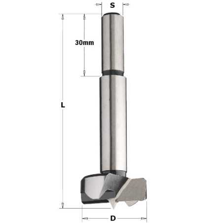 Vente de Mèches à façonner acier à queue (10mm) cylindrique - D : 25 - L : 90 - S : 10x30 - Rotation : DROITE CMT, numéro 2570 /
