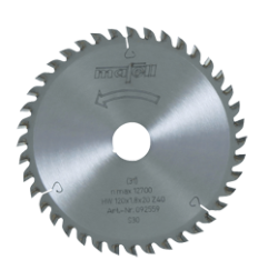 Vente de Lame de scie au carbure, 120 x 1,2/1,8 x 20 mm, 40 dents, denture plate/trapézoïdale, pour coupes fines, bois Mafell, n