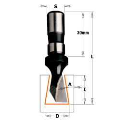 Vente de Fraise à queue d'aronde 9° - D : 14 - l : 18 - L : 60 - A : 9° - S : 12 - Rotation : DROITE CMT, numéro 2692 / cmt_5221