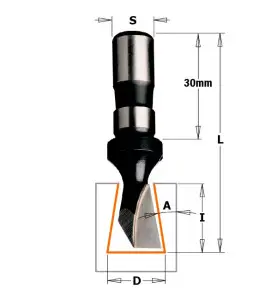 Vente de Fraise à queue d'aronde 9° - D : 14 - l : 18 - L : 60 - A : 9° - S : 12 - Rotation : DROITE CMT, numéro 2692 / cmt_5221