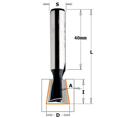 Vente de Fraise à queue d'aronde 9° - D : 14 - l : 16 - L : 60 - A : 9° - S : 10 - Rotation : DROITE CMT, numéro 2693 / cmt_5231