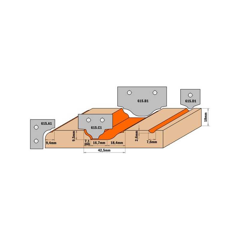 Corps des fraises pour portes en mdf - Pour CMT615620A - D :  - d2 :  - L :  - S :  - Rotation :