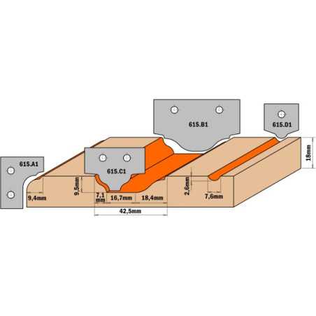 Corps des fraises pour portes en mdf - Pour CMT615620A - D :  - d2 :  - L :  - S :  - Rotation :