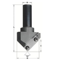 Porte-outils CN folding - D : 52 - l : 25 - L : 102 - S : 20 - A : 91° - Rotation : DROITE