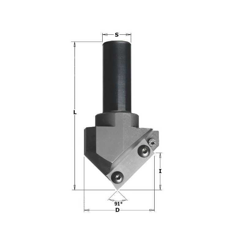 Porte-outils CN folding - D : 52 - l : 25 - L : 102 - S : 20 - A : 91° - Rotation : DROITE