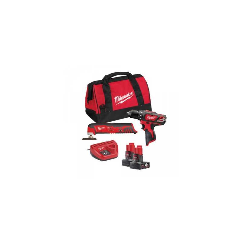 M12 BPP2D-402B - Pack 2 produits 12V composé de : M12 BPD-0 + C12 MT-0 + 2 Batteries 4,0Ah Red Li-ion + Chargeur C12C + sac