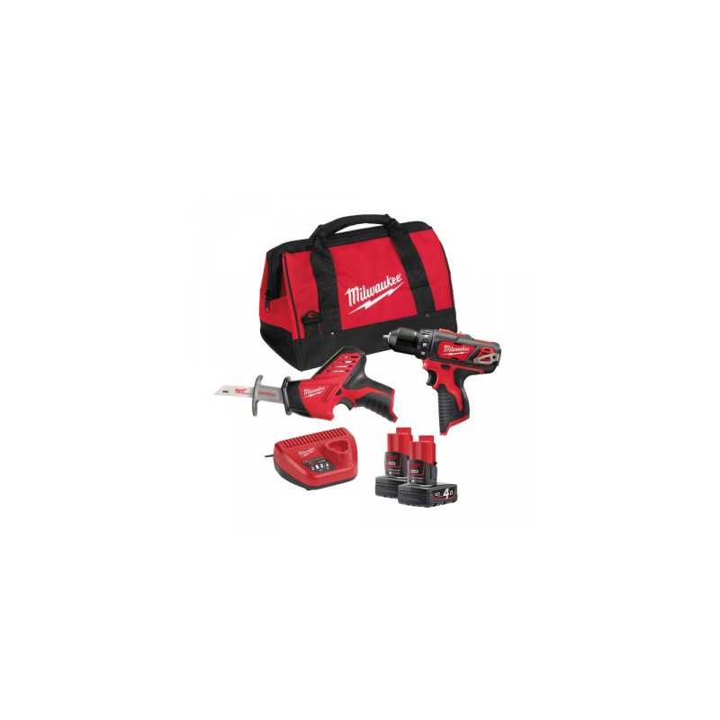 M12 BPP2C-402B - Pack 2 produits 12V composé de : M12 BDD-0 + C12 HZ-0 + 2 Batterie 4,0Ah Red Li-ion + chargeur C12C + sac