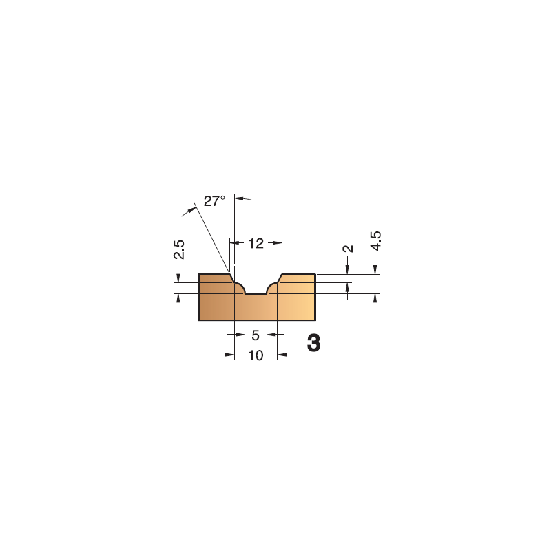 PLAQUETTE POUR P.O 403.1250.00  PROFIL N° 3