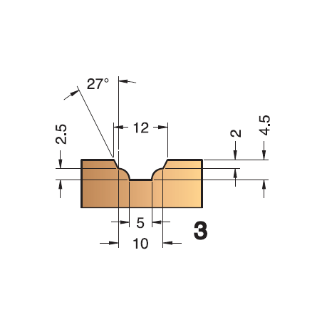 PLAQUETTE POUR P.O 403.1250.00  PROFIL N° 3