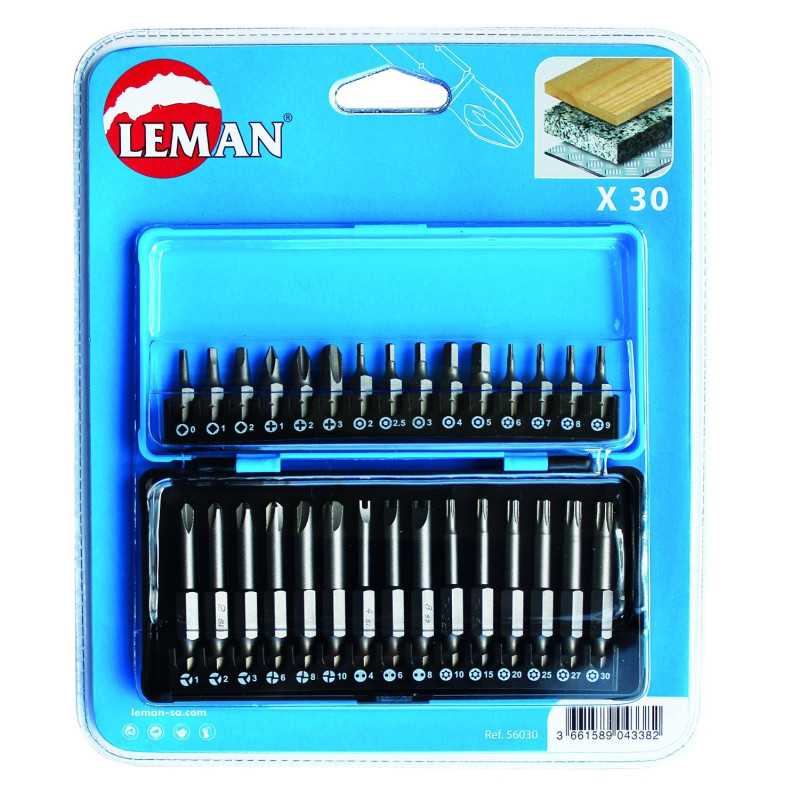 Coffret De 30 Embouts De Vissage Lt25 Et 50Mm ref 56030 Leman