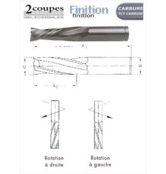 MECHE HM MASSIF DIAM.16X45/95X150 Z2 FINITION DROITE-NEGATIVE