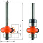 Fraises pour demi rond - R : 3.2 - D : 19.05 - l : 6.4 - L : 57 - S : 6 - Rotation : DROITE