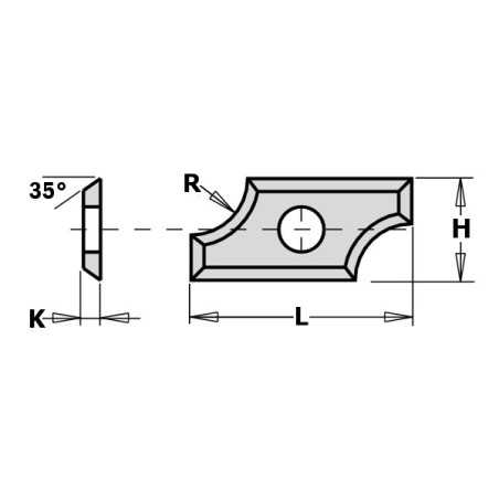 Vente de Plaquettes réversibles - 4 tranchants - F1730 - L : 19.5 - H : 9 - K : 1.5 - R : 2 - A : 35° CMT, numéro 2928 / cmt_790