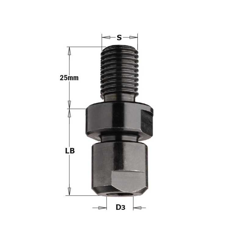 796 - Mandrins portefraises - S : M14x2 - B : 6 - 6.35 - 8 - 9.5 - LB : 32