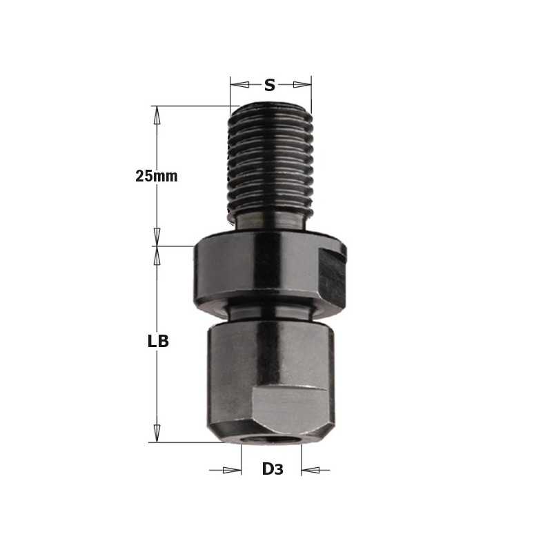 796 - Mandrins portefraises - S : M14x2  - B : 6 - 6.35 - 8 - 9.5 - LB : 32