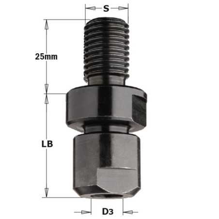 796 - Mandrins portefraises - S : M14x2  - B : 6 - 6.35 - 8 - 9.5 - LB : 32