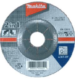 Vente de Meule met 125x3,2 a36t acc.makita, numéro 22316 / makita-accessoires_B-21244 à 2,12 €HT soit 2,54 €TTC. 