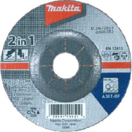 Vente de Meule met 125x3,2 a36t acc.makita, numéro 22316 / makita-accessoires_B-21244 à 2,12 €HT soit 2,54 €TTC. 