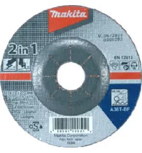 Vente de Meule met 125x3,2 a36t acc.makita, numéro 22316 / makita-accessoires_B-21244 à 2,12 €HT soit 2,54 €TTC. 