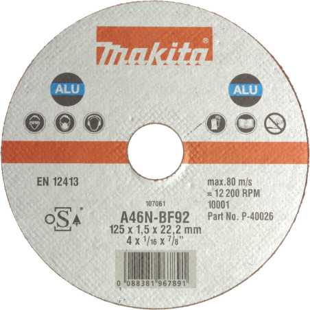 Vente de Meule talu 125x22x1,5 (10pcs) acc.makita, numéro 22321 / makita-accessoires_P-40026-10 à 25,51 €HT soit 30,61 €TTC. 