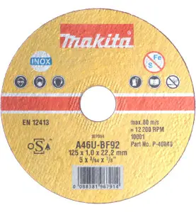 Vente de Disc tronc tmet 125x1,0 a60t acc.makita, numéro 22334 / makita-accessoires_B-12239 à 2,12 €HT soit 2,54 €TTC. 