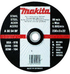 Vente de Meule tmet 150x22x3.2 1p acc.makita, numéro 22349 / makita-accessoires_P-05751 à 2,78 €HT soit 3,34 €TTC. 