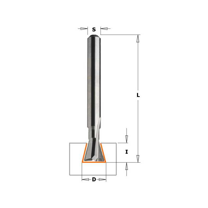 Fraise queue d'arronde diam 6.35
d9.5   i7.3   angle 19°
ref 81809311**